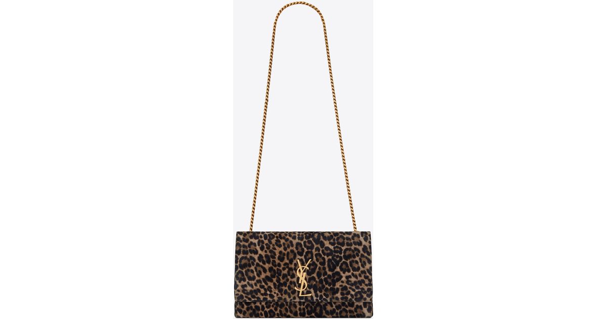 YVES SAINT LAURENT Kate Monogramme Leopard Print Shoulder Bag Black