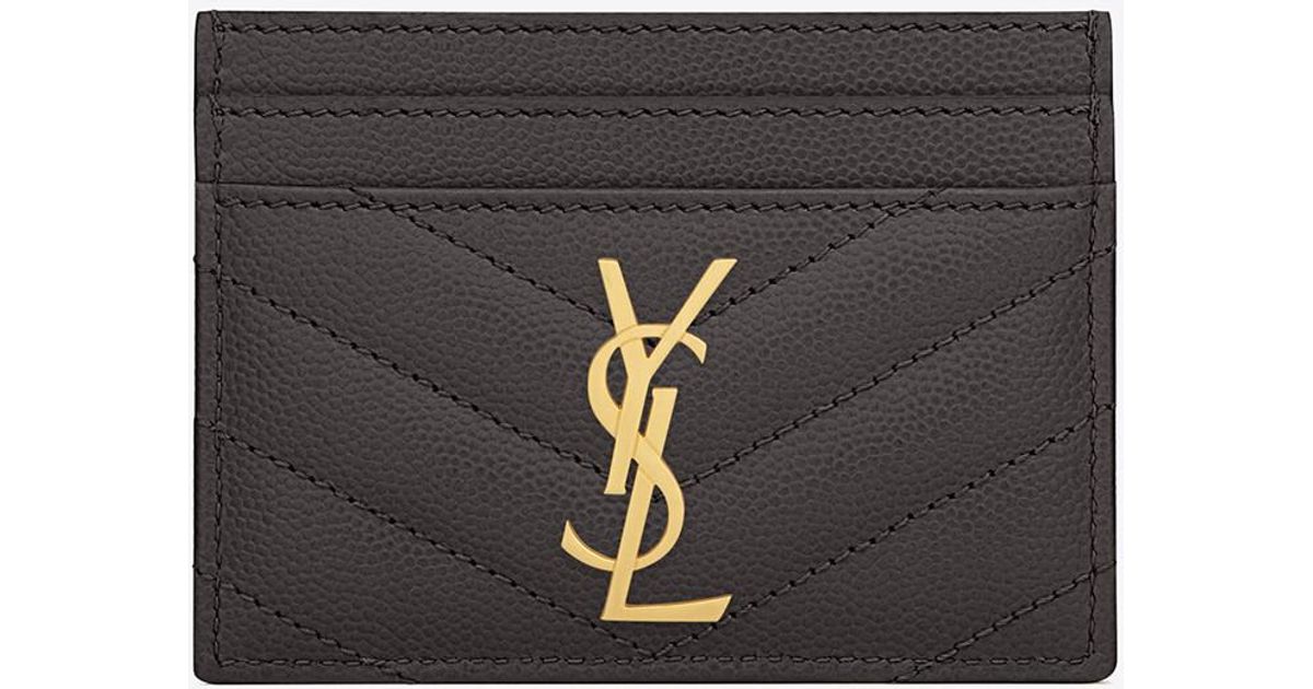 saint laurent monogram card case in grain de poudre embossed leather