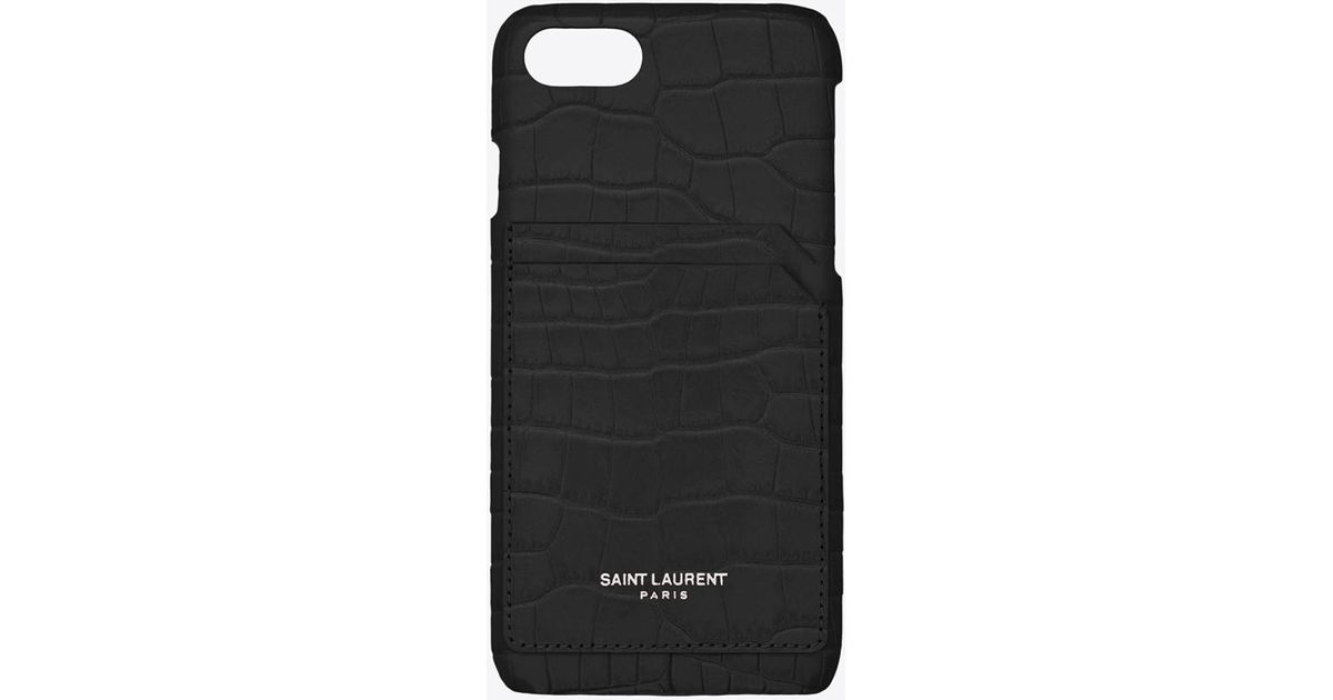 Etui iPhone 8 en cuir brillant embossé crocodile Saint Laurent en coloris  Noir | Lyst