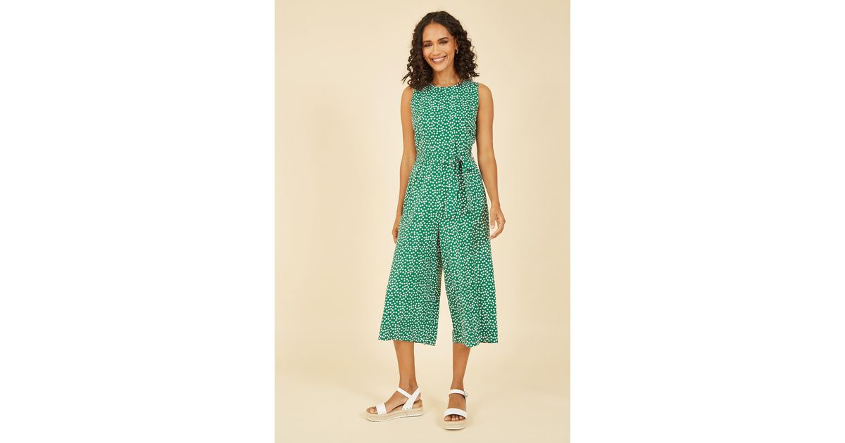 Yumi Brown Polka Dot Culotte Jumpsuit