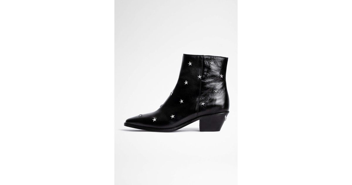 Zadig & Voltaire Tyler Vintage Stars Ankle Boots in Black | Lyst