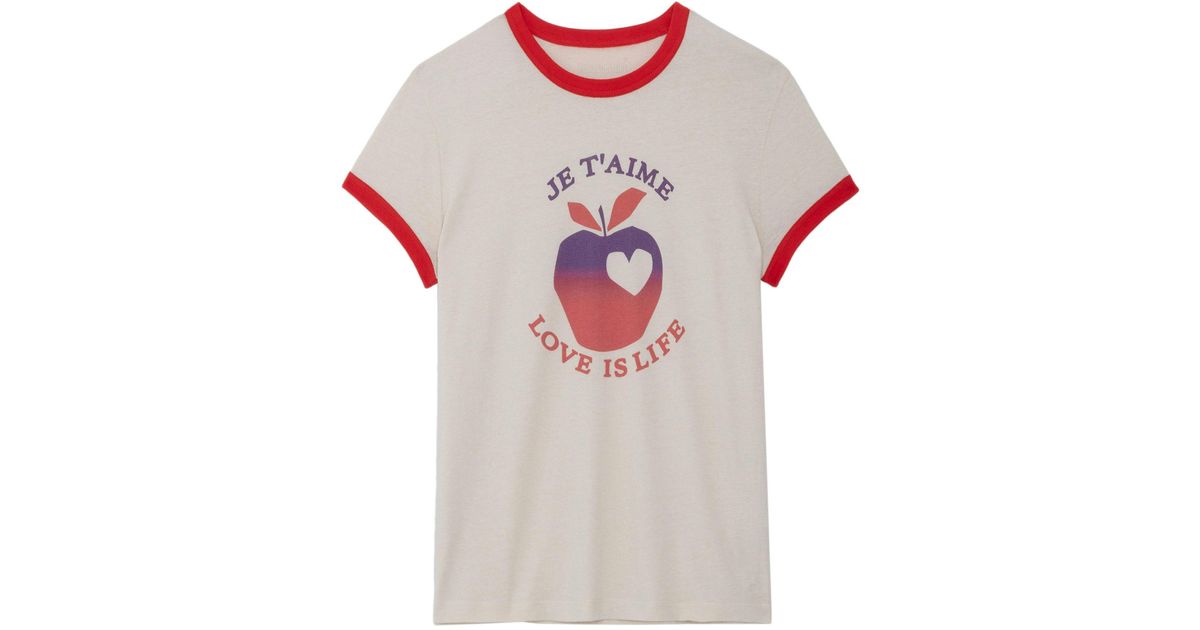 T-shirt Zadig & Voltaire 'Skinny Love' Graphique - Blanc, Taille L, Neuf Avec étiquettes