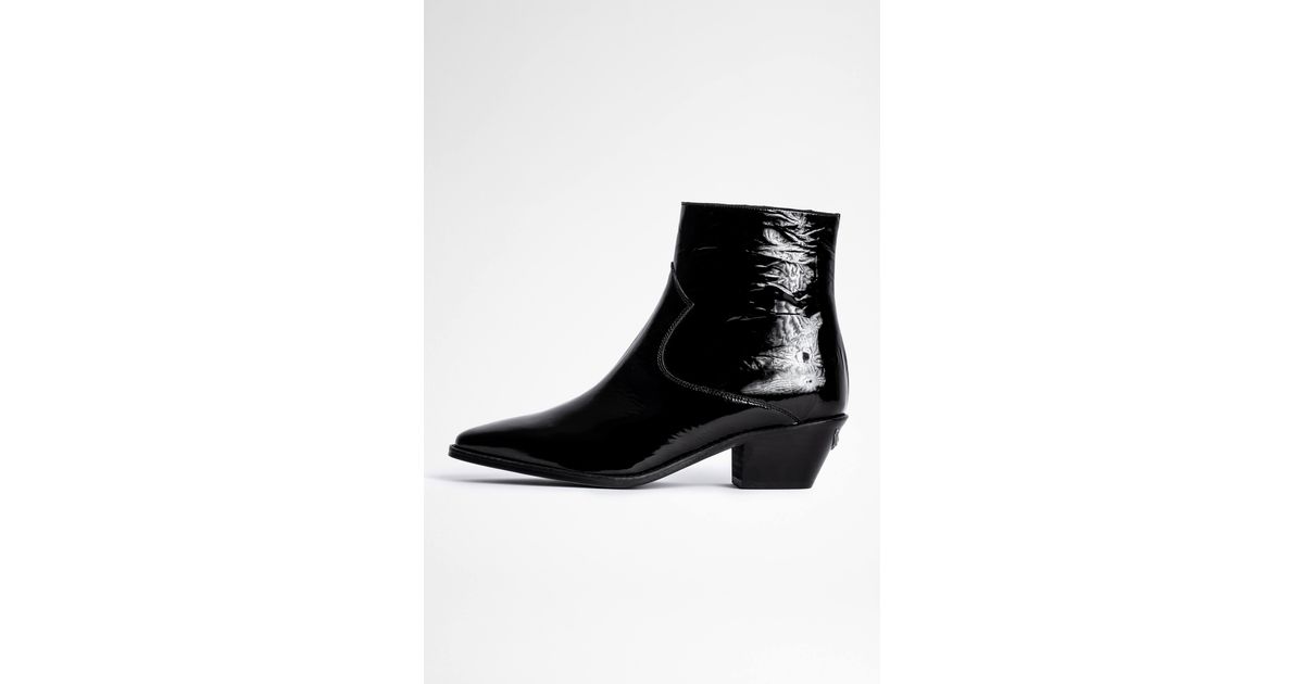 Zadig & Voltaire Tyler Patent Boots Leather in Black | Lyst
