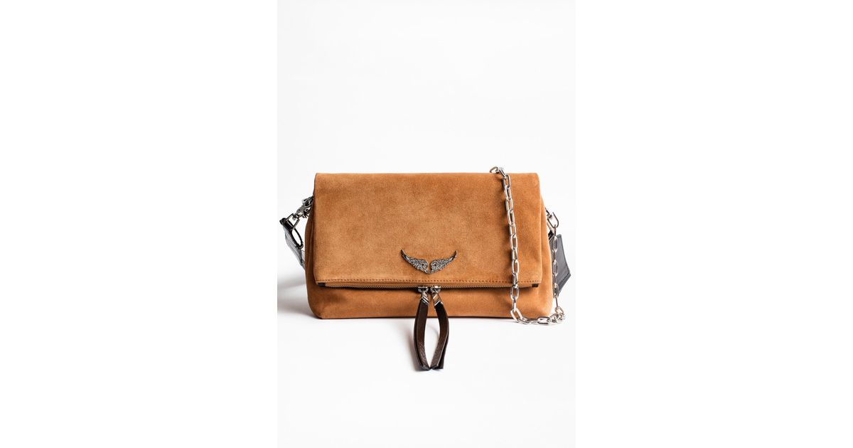 Zadig & Voltaire Rocky Suede Patent Bag in Brown Lyst