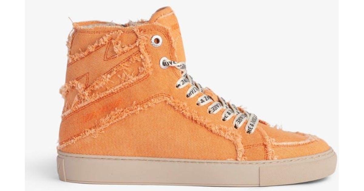 Zadig & Voltaire Zv1747 High Flash Canvas Sneakers in Orange Lyst