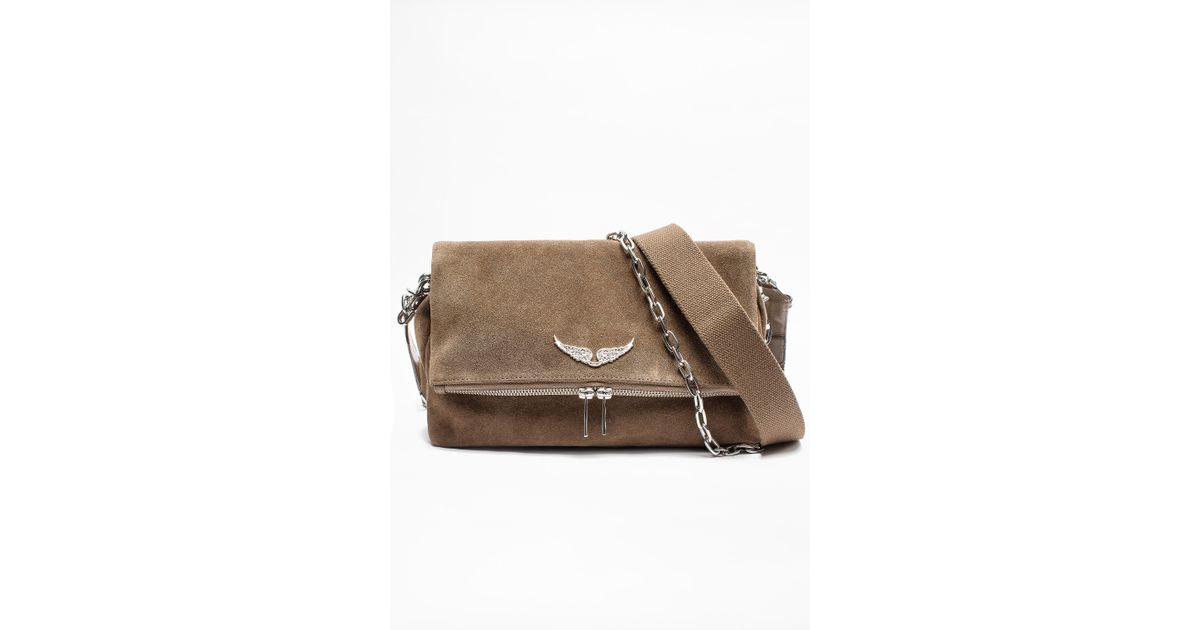 Zadig & Voltaire Rocky Fold-over Suede Cross-body Bag in Taupe Womens Bags Crossbody bags and purses Brown 