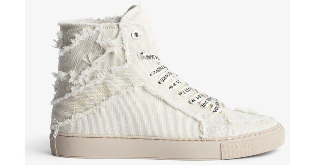Zadig & Voltaire Zv1747 High Flash Canvas Sneakers in Natural | Lyst