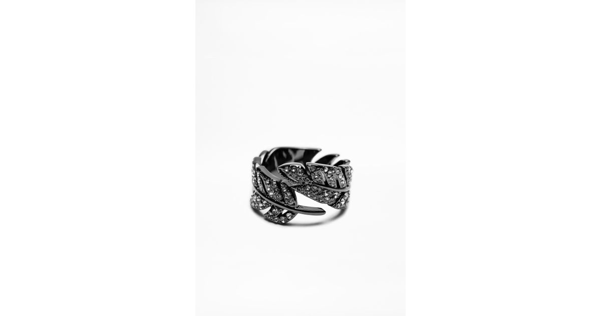 Bague Plume Strass Zadig & Voltaire - Noire - Taille Unique - Neuf Avec Étiquettes