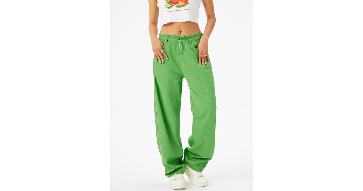 Zaful Denim Colored Pockets Wide Leg baggy Jeans in Green | Lyst