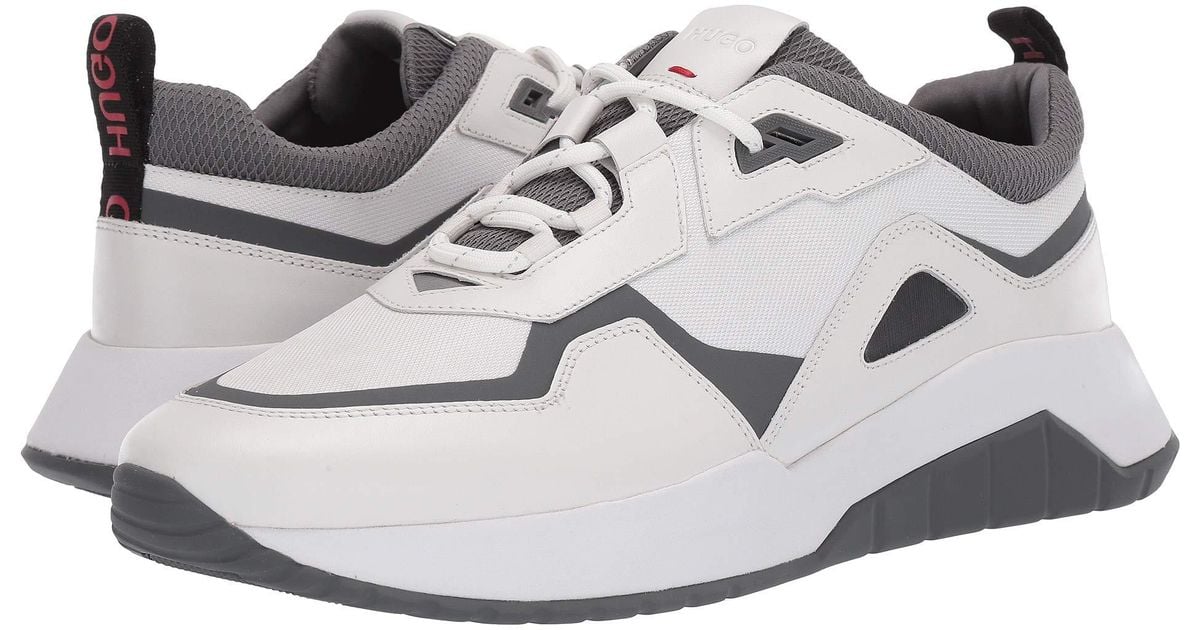 BOSS by Hugo Boss Leather Atom Run Mix Material Sneaker By Hugo (open  White) Shoes for Men - Lyst