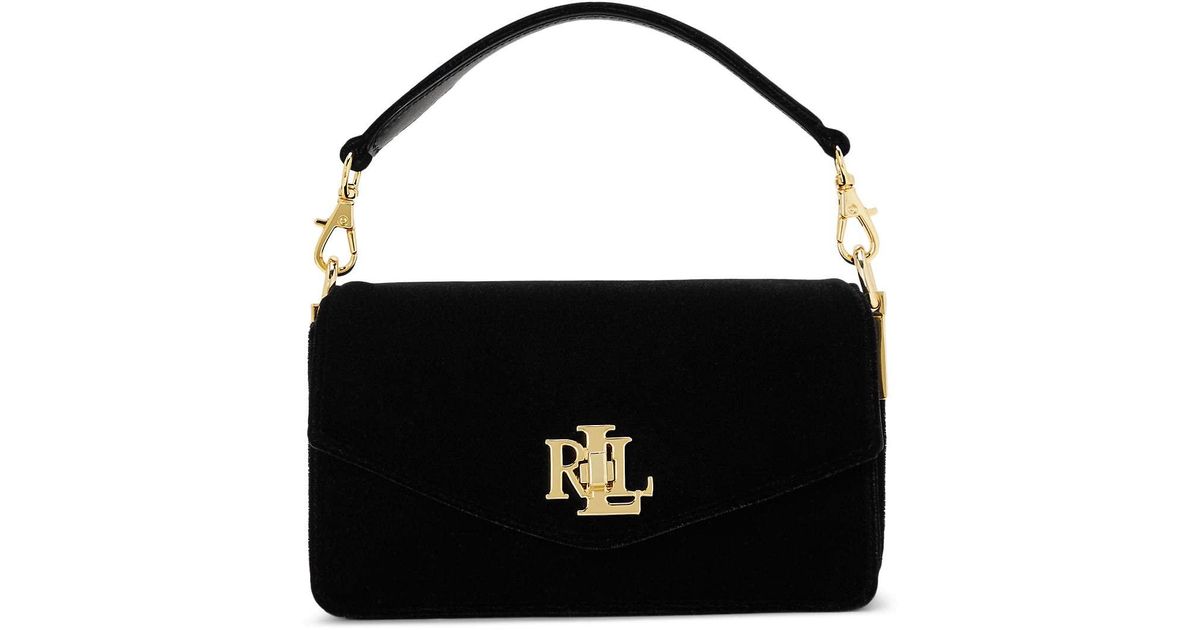 Lauren by Ralph Lauren Velvet Small Tayler Crossbody Bag in Black Lyst