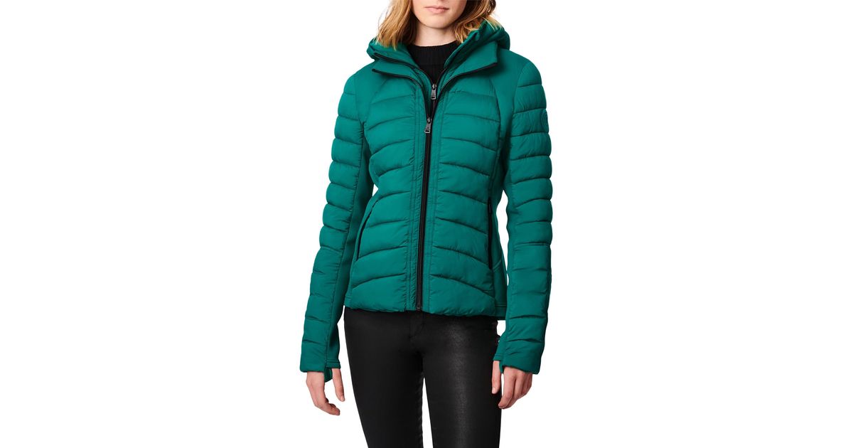 Bernardo Microtouch Packable Jacket With Neoprene Combo in Green Lyst