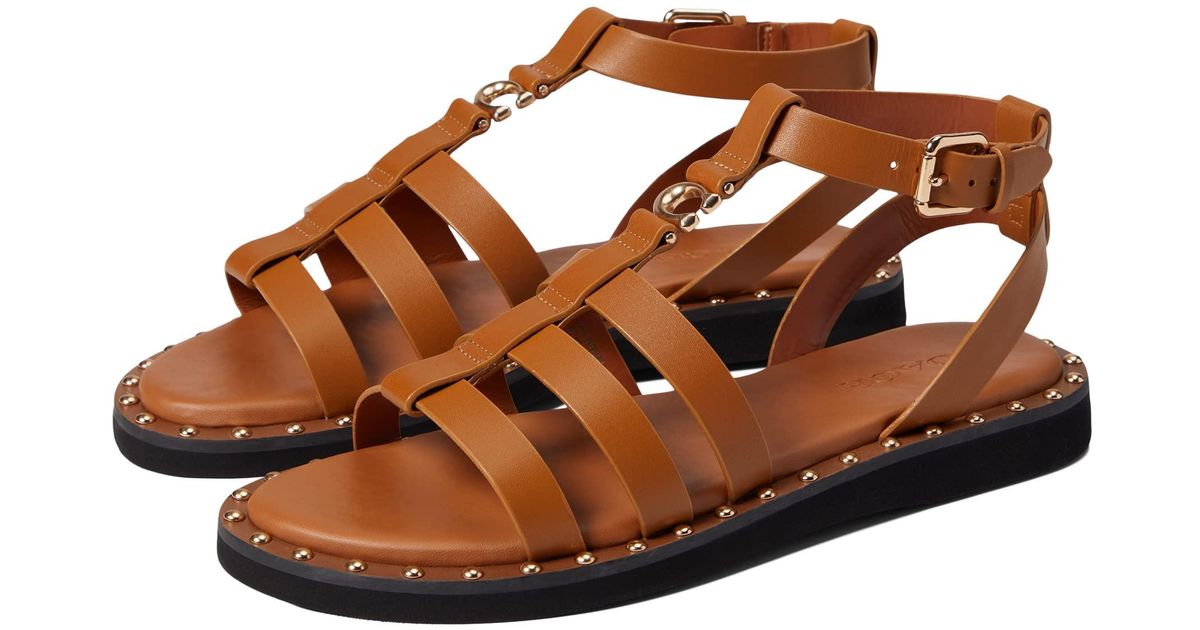 COACH Giselle Leather Sandal in Brown | Lyst