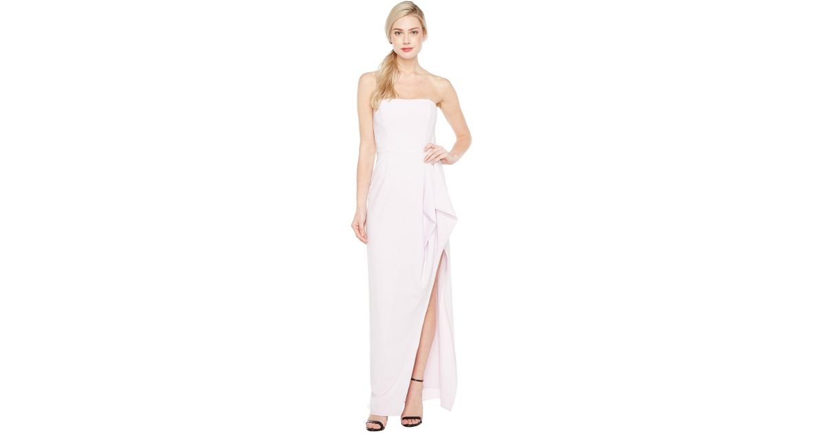 halston heritage strapless crepe gown