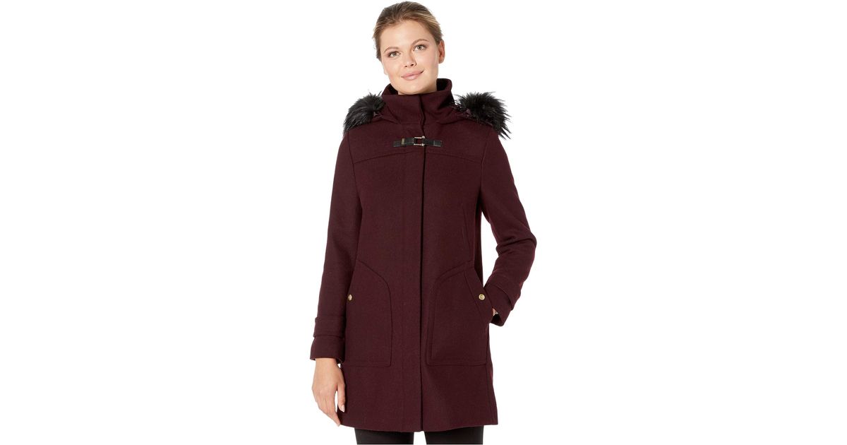 cole haan wool twill hooded duffle coat