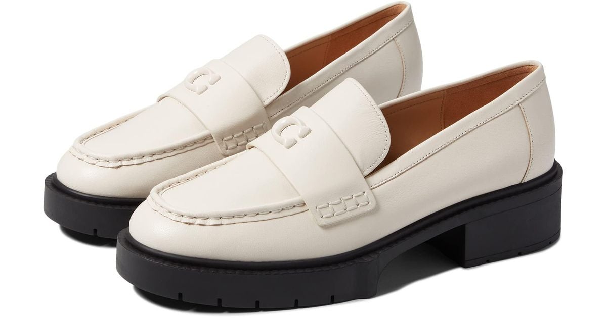 COACH Leah Leather Loafer in White | Lyst