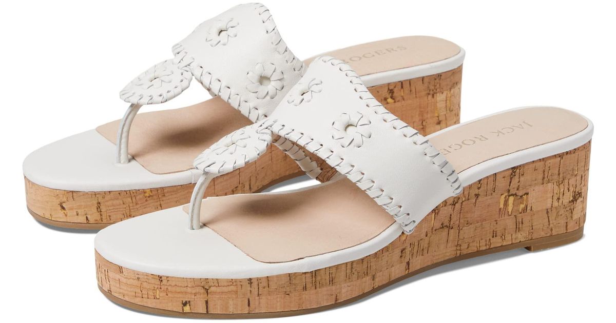 Jack Rogers Jacks Mid Wedge Cork in White Lyst