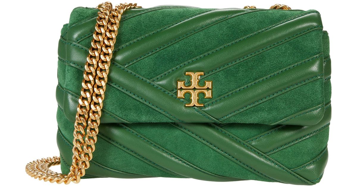 Tory Burch Leather Kira Chevron Bombe Small Convertible Shoulder Bag in