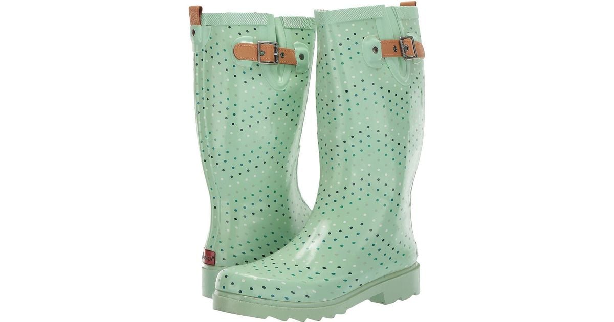 mint green rain boots