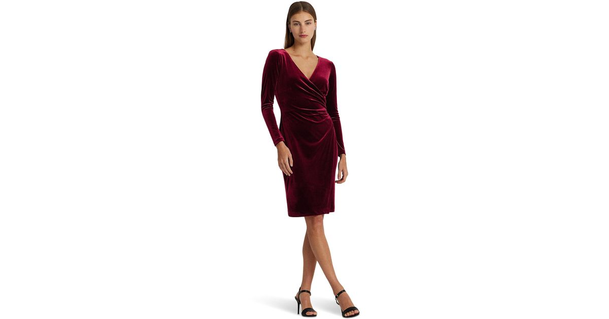 Velvet surplice clearance dress