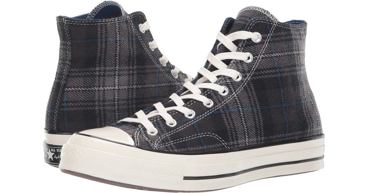 converse chuck 70 hi navy plaid trainers