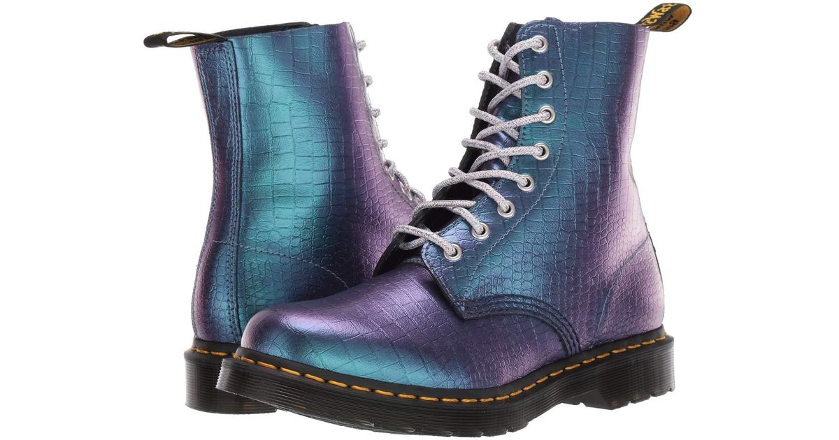 dr martens blue 8 eye iridescent croc boots