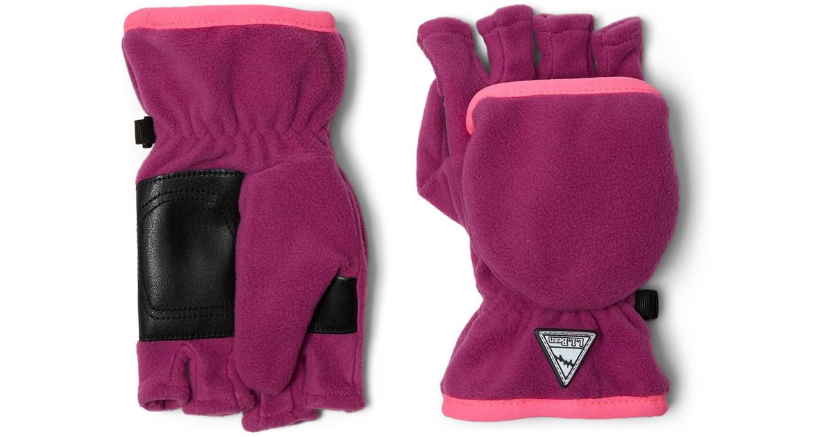 L.L. Bean Fitness Fleece Convertible Gloves Mittens in Pink Lyst