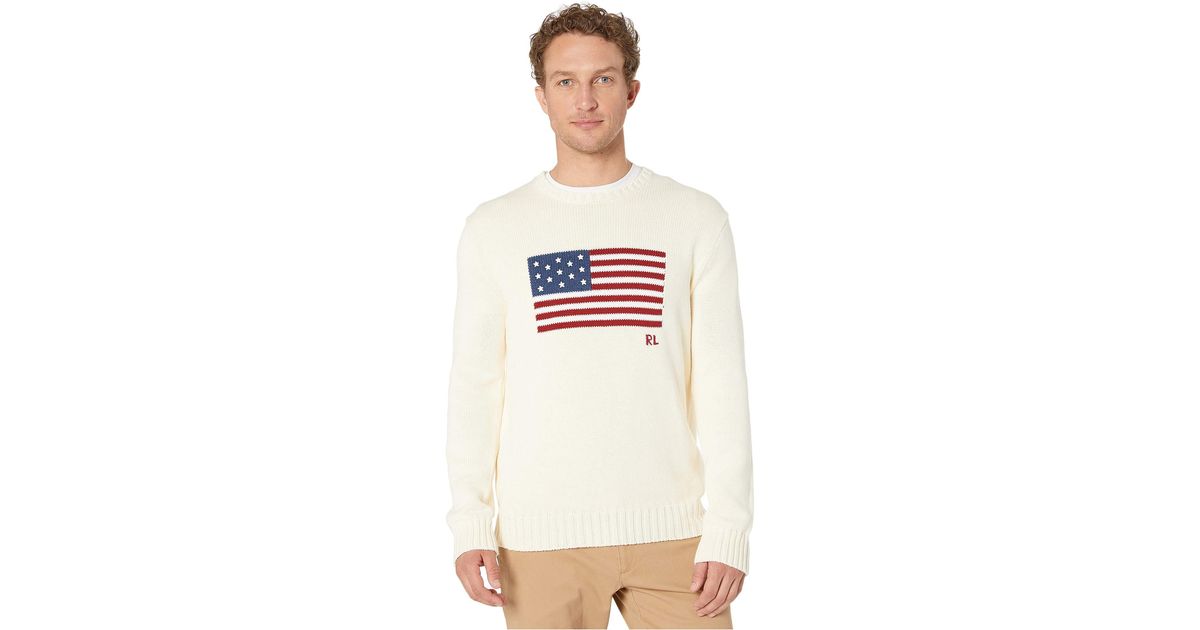 polo ralph lauren men's american flag cotton sweater