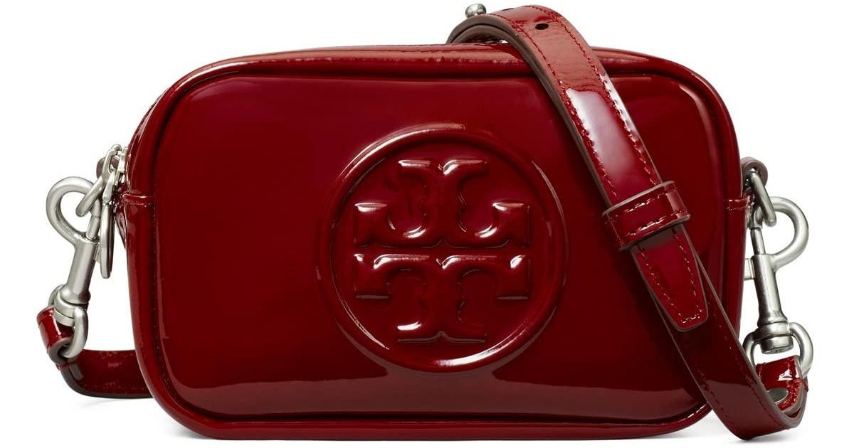 Tory Burch Perry Bombe Patent Mini Bag in Red | Lyst