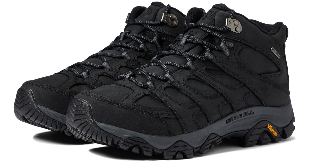 Merrell Leather Moab 3 Prime Mid Waterproof in Black for Men | Lyst