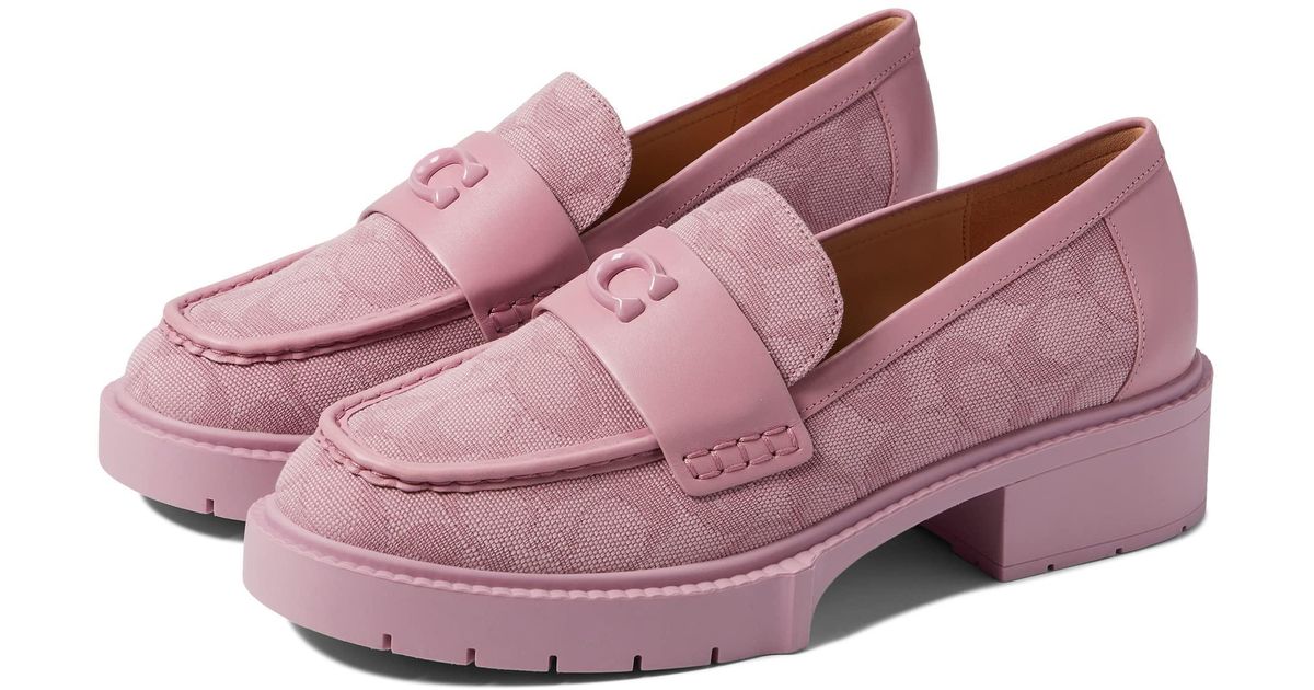 COACH Leah Canvas Loafer Pump in Pink | Lyst