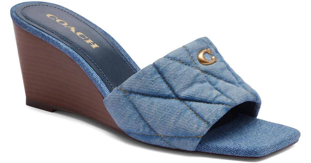 COACH Emma Quilted Denim Wedge in Blue Lyst
