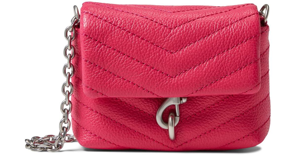 Rebecca Minkoff Leather Edie Quilted Micro Crossbody in Mahogany (Red