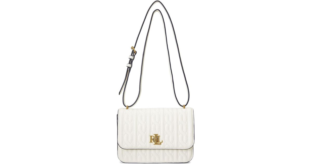 Lauren by Ralph Lauren Quilted Nappa Leather Medium Sophee Bag in White Lyst