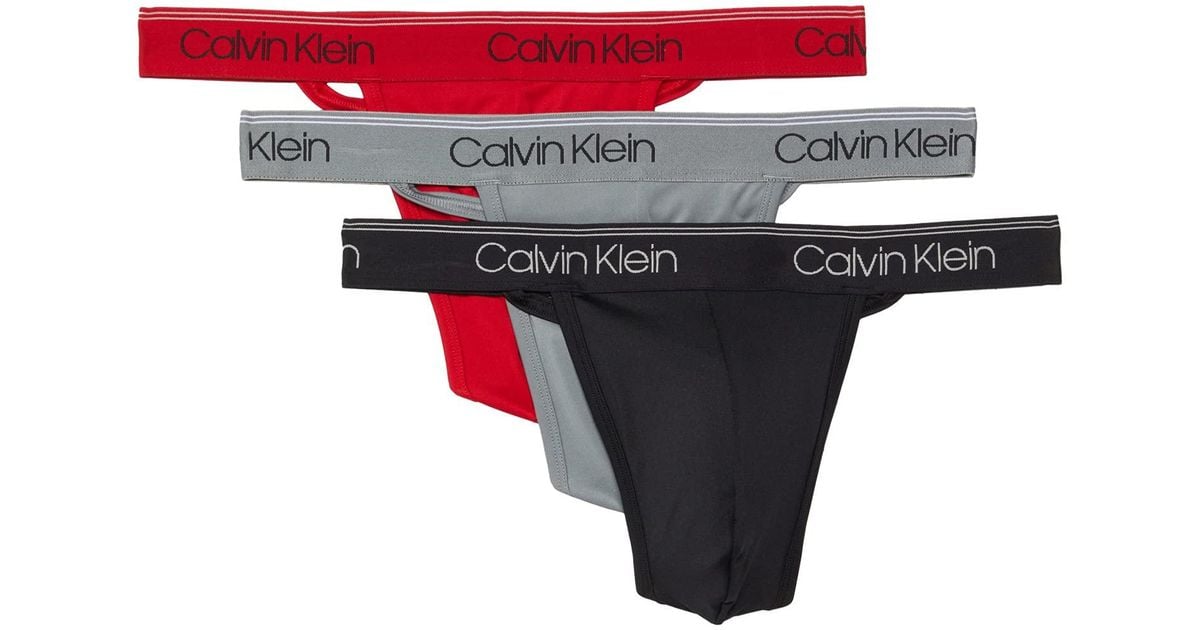 Calvin Klein Micro Stretch Wicking Thong 3-Pack Black NB2567-001