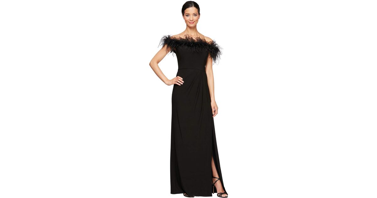 Alex Evenings Womens Off The Off The Shoulder Gown with Cascade Ruffle Skirt 