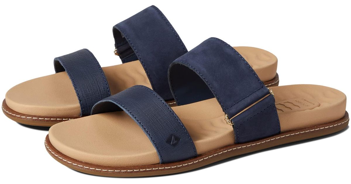 Sperry Top-Sider Waveside Plushwave Slide Leather in Navy (Blue) | Lyst