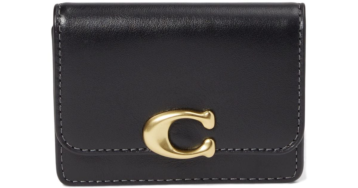 COACH Luxe Refined Calf Leather Bandit Card Case in Black | Lyst