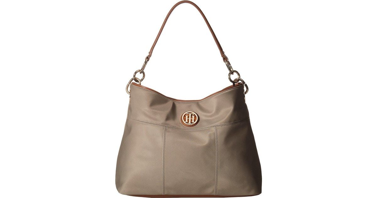 Lyst Tommy Hilfiger The Signature Smooth Nylon Small Hobo Khaki Lyst Tommy Hilfiger The Signature Smooth Nylon Small Hobo Khaki Handbags