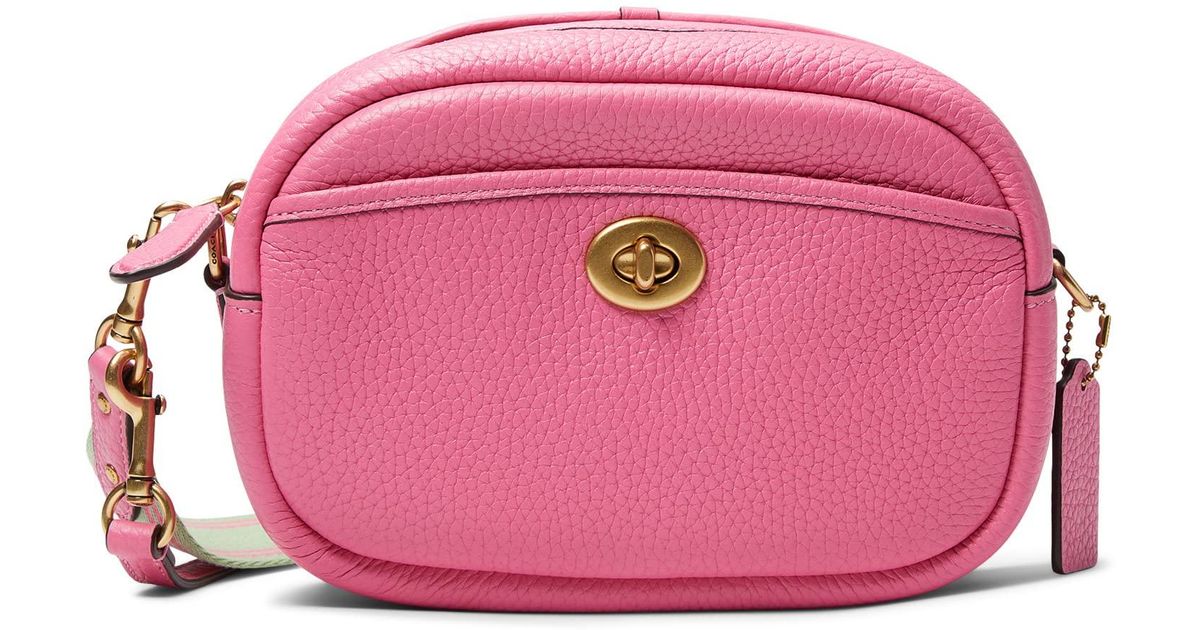 COACH Soft Pebble Leather Camera Bag With Leather And Webbing Strap in