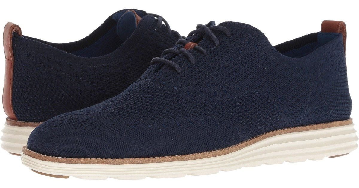 Cole Haan Leather Original Grand Stitchlite Wingtip Oxford in Blue for ...