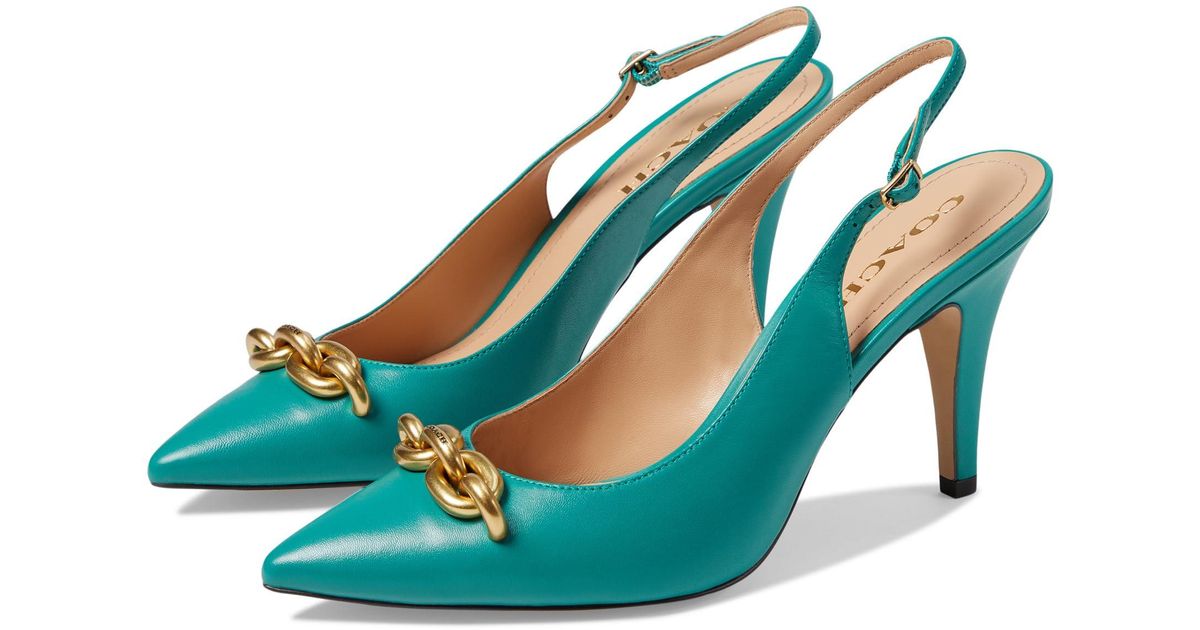 COACH Sadie Leather Slingback Pump in Blue Lyst
