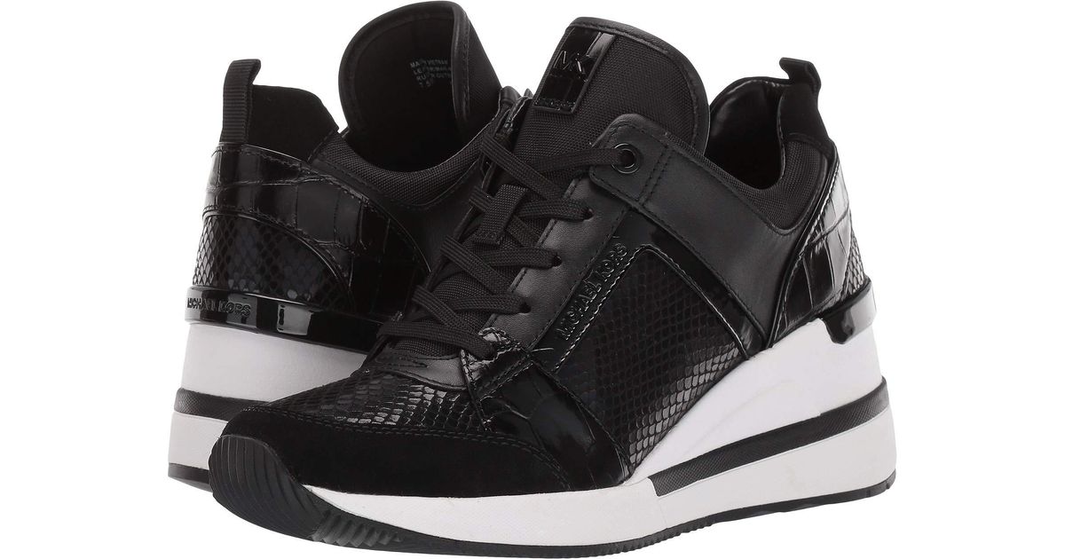 georgie canvas and embossed leather trainer