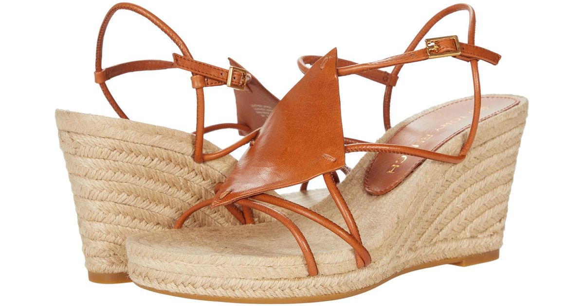 Tory Burch Leather Diamond Patch Espadrille 90 Mm Wedge in Brown - Lyst