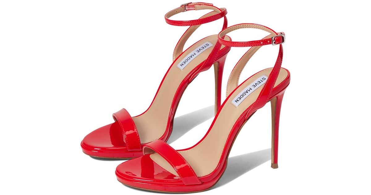 Steve Madden Synthetic Wafer Heeled Sandal in Red | Lyst