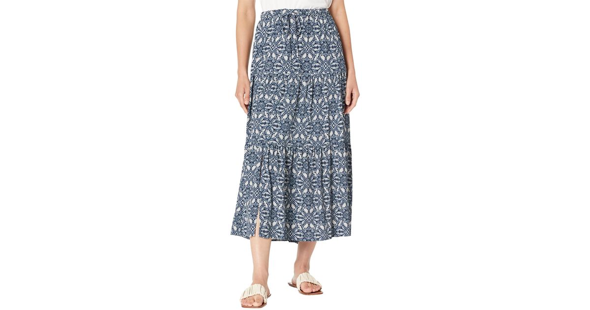 Karen Kane Tiered Midi Skirt in Blue | Lyst