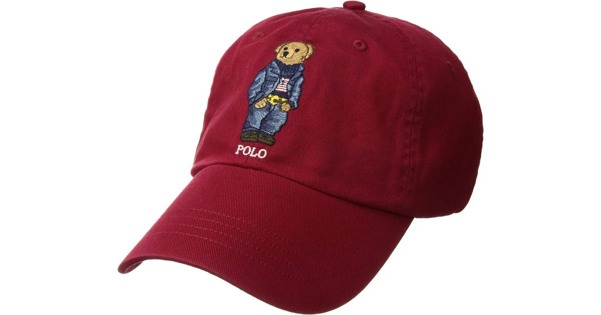 Polo Ralph Lauren Cotton Chino Hat (eaton Red W/ Bear) Caps for Men - Lyst