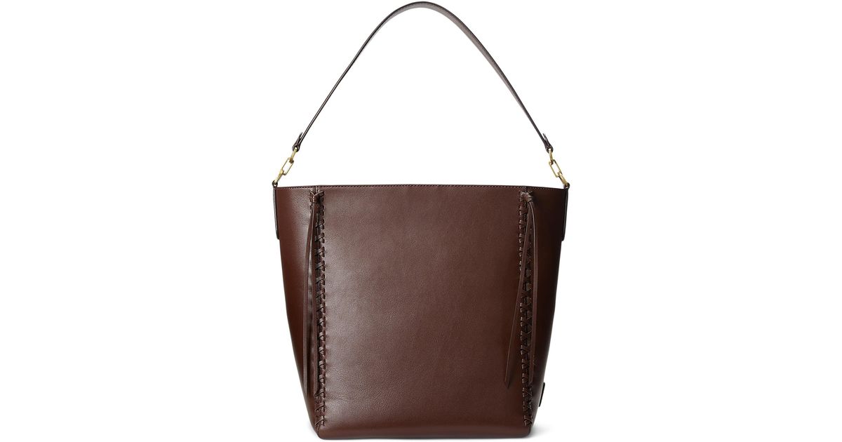 Lauren by Ralph Lauren Leather Medium Adley Bucket Bag in Brown | Lyst