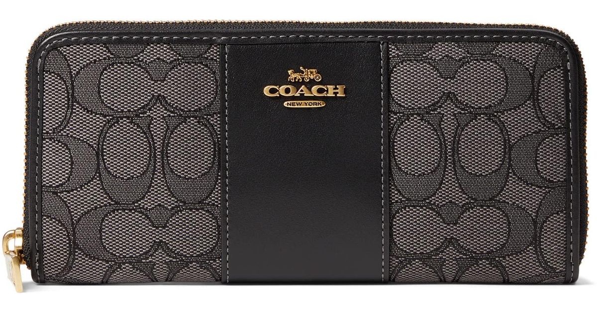 COACH Box Program Signature Jacquard Slim Accordion Zip in Black Lyst