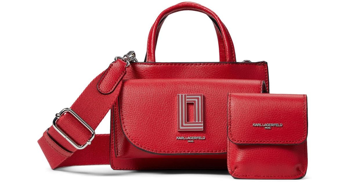 Karl Lagerfeld Leather Simone Crossbody in Red Lyst